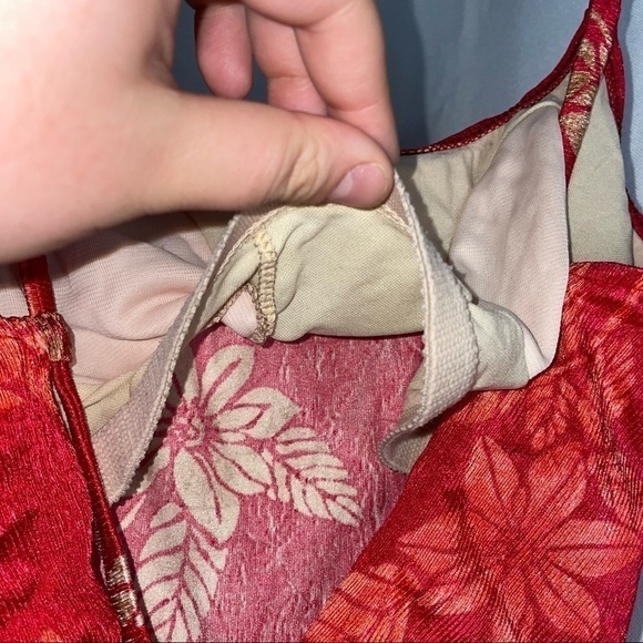 Athena One Piece Swim Suit Hawaiian Floral Themed Print Beach High Cut Open Back - Picture 6 of 9